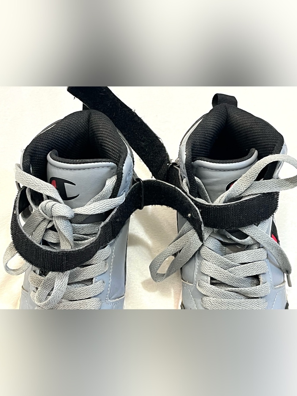 Champion Kids Light Gray & Black High-Top Sneakers with Red Accents Boys Size 4 - Picture 13 of 16